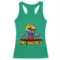 Free Venezuela Flag Racerback Tank Top Raised Fist Resistance for Liberation Supporters - Wonder Print Shop