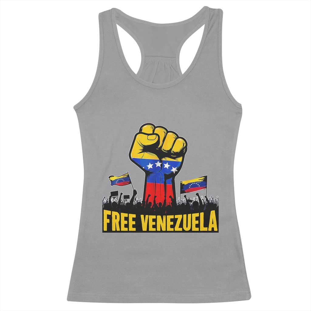 Free Venezuela Flag Racerback Tank Top Raised Fist Resistance for Liberation Supporters - Wonder Print Shop