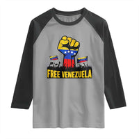 Free Venezuela Flag Raglan Shirt Raised Fist Resistance for Liberation Supporters - Wonder Print Shop