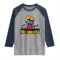 Free Venezuela Flag Raglan Shirt Raised Fist Resistance for Liberation Supporters - Wonder Print Shop