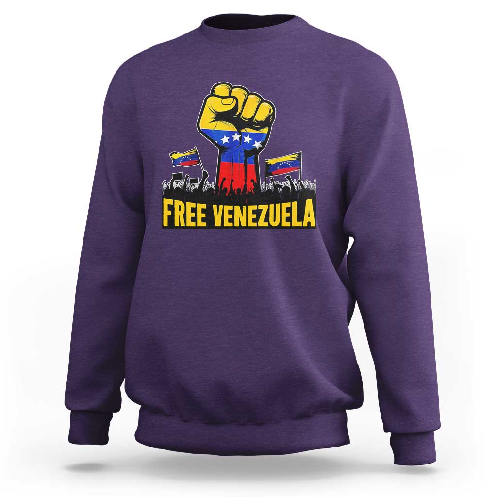 Free Venezuela Flag Sweatshirt Raised Fist Resistance for Liberation Supporters - Wonder Print Shop