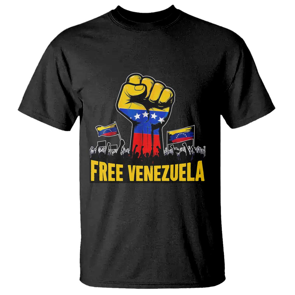 Free Venezuela Flag T Shirt Raised Fist Resistance for Liberation Supporters - Wonder Print Shop