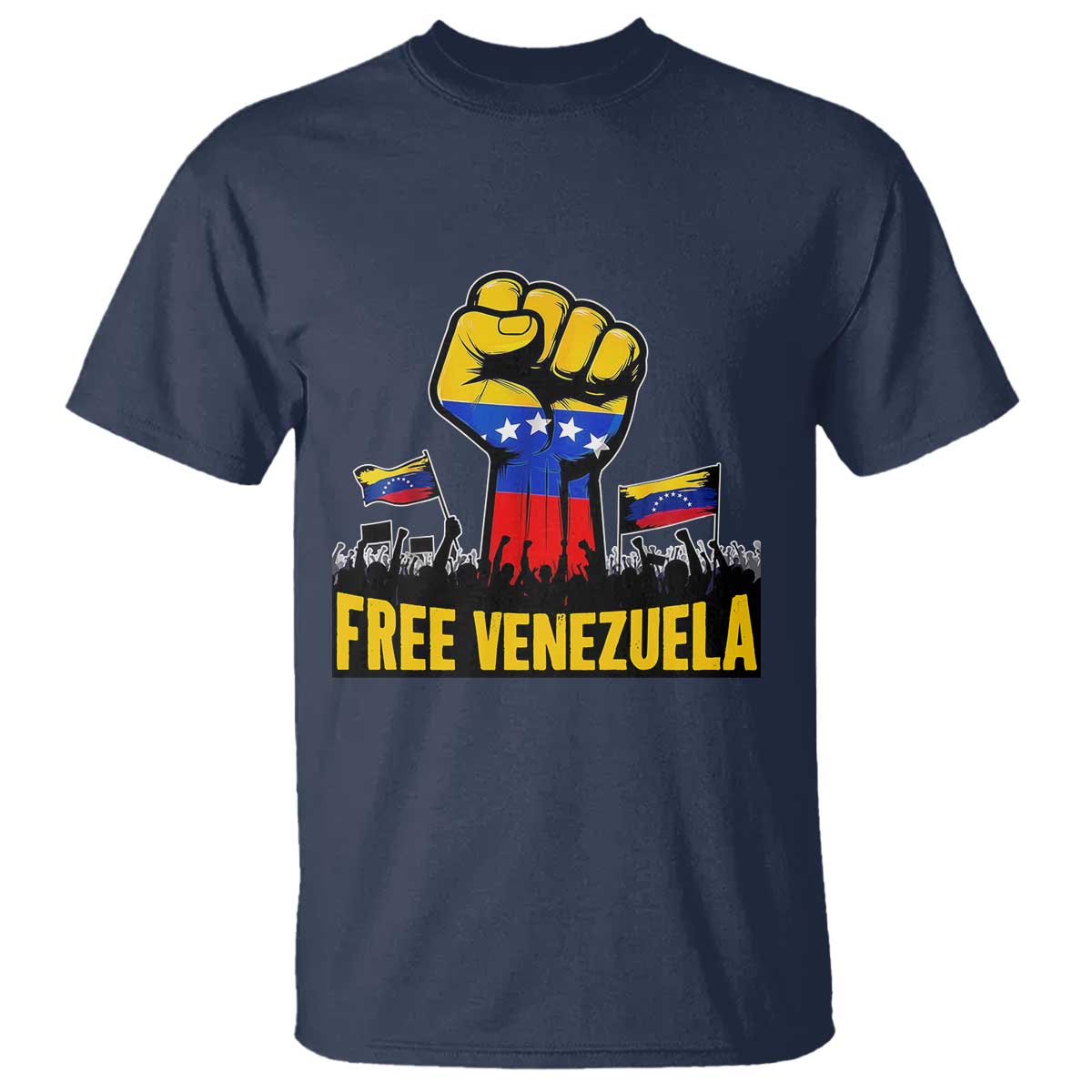 Free Venezuela Flag T Shirt Raised Fist Resistance for Liberation Supporters - Wonder Print Shop