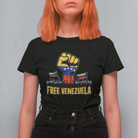 Free Venezuela Flag T Shirt For Women Raised Fist Resistance for Liberation Supporters - Wonder Print Shop