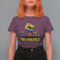Free Venezuela Flag T Shirt For Women Raised Fist Resistance for Liberation Supporters - Wonder Print Shop
