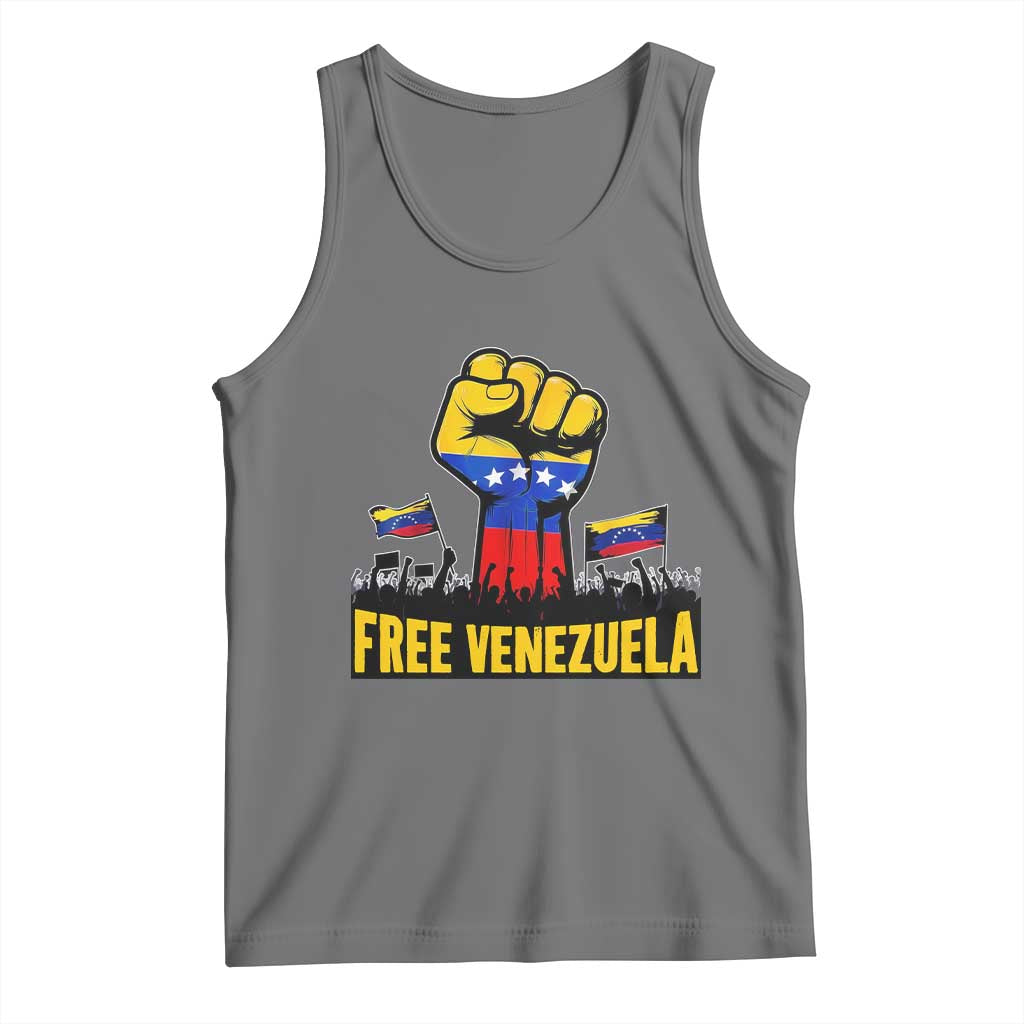 Free Venezuela Flag Tank Top Raised Fist Resistance for Liberation Supporters - Wonder Print Shop