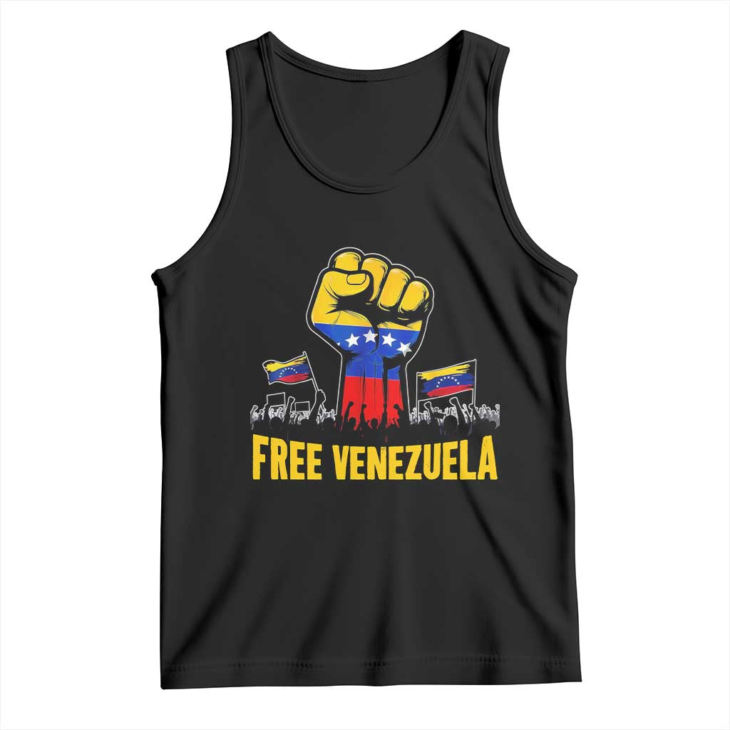 Free Venezuela Flag Tank Top Raised Fist Resistance for Liberation Supporters - Wonder Print Shop