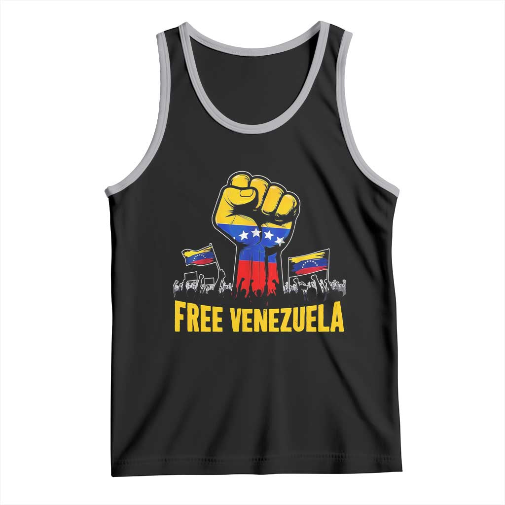 Free Venezuela Flag Tank Top Raised Fist Resistance for Liberation Supporters - Wonder Print Shop
