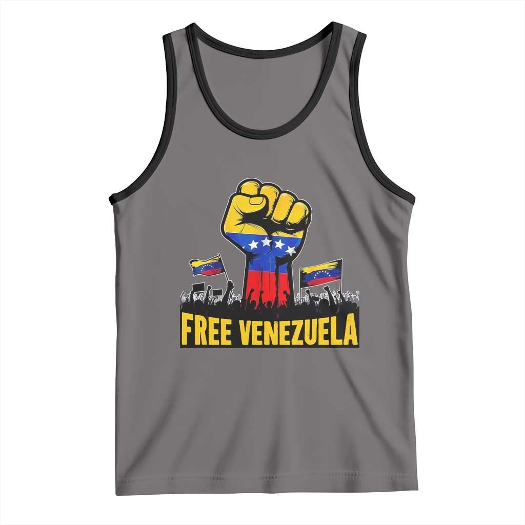 Free Venezuela Flag Tank Top Raised Fist Resistance for Liberation Supporters - Wonder Print Shop