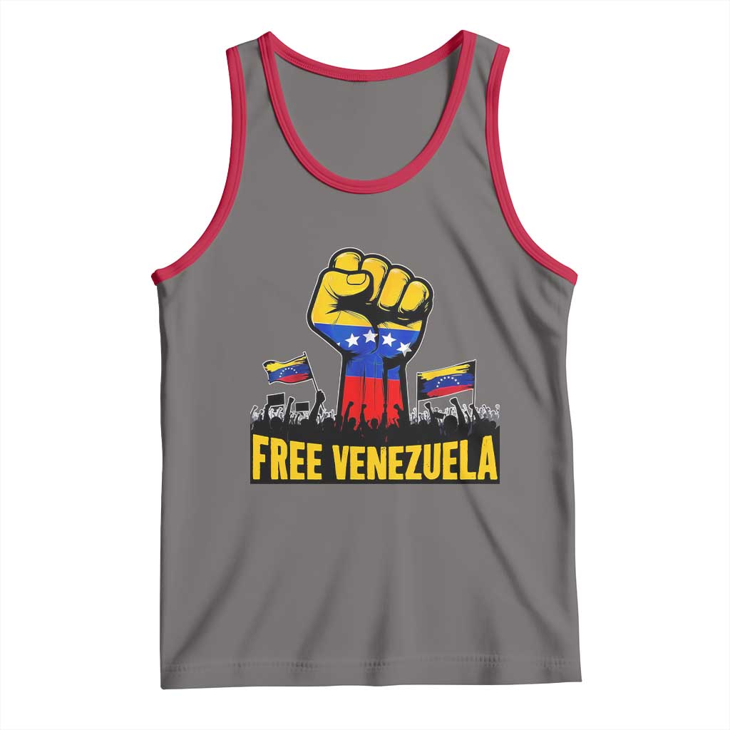 Free Venezuela Flag Tank Top Raised Fist Resistance for Liberation Supporters - Wonder Print Shop