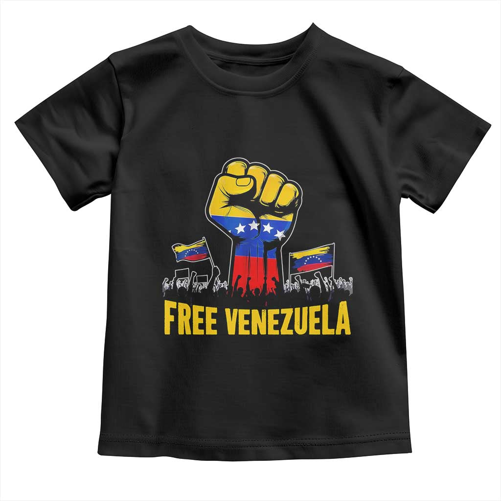 Free Venezuela Flag Toddler T Shirt Raised Fist Resistance for Liberation Supporters - Wonder Print Shop
