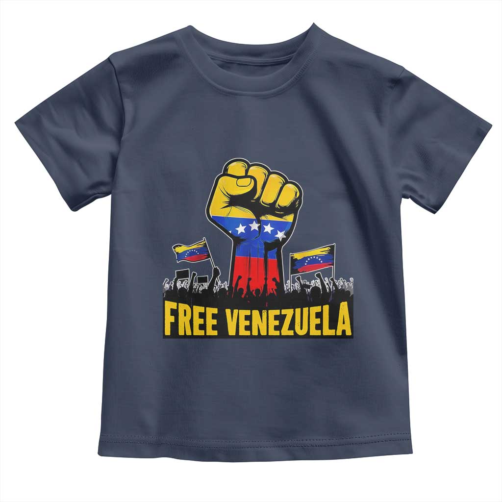 Free Venezuela Flag Toddler T Shirt Raised Fist Resistance for Liberation Supporters - Wonder Print Shop