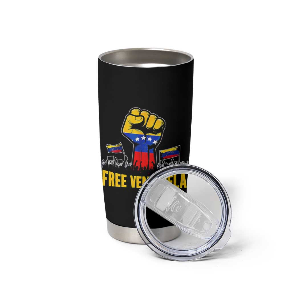 Free Venezuela Flag Tumbler Cup Raised Fist Resistance for Liberation Supporters - Wonder Print Shop