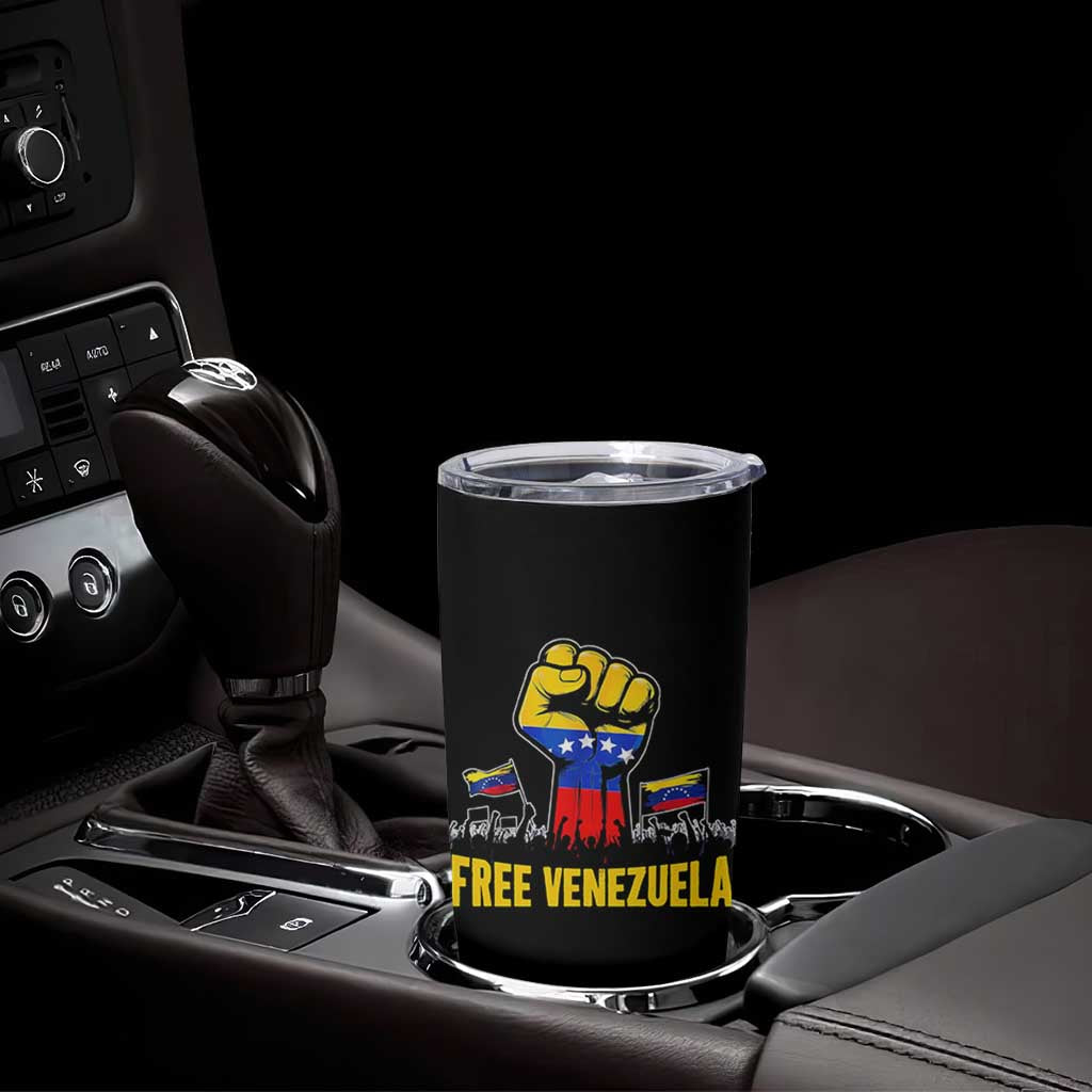 Free Venezuela Flag Tumbler Cup Raised Fist Resistance for Liberation Supporters - Wonder Print Shop