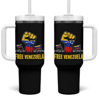Free Venezuela Flag Tumbler With Handle Raised Fist Resistance for Liberation Supporters - Wonder Print Shop