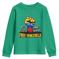 Free Venezuela Flag Youth Sweatshirt Raised Fist Resistance for Liberation Supporters - Wonder Print Shop