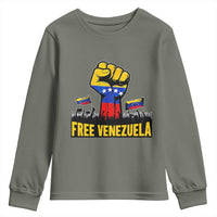 Free Venezuela Flag Youth Sweatshirt Raised Fist Resistance for Liberation Supporters - Wonder Print Shop