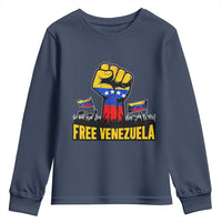 Free Venezuela Flag Youth Sweatshirt Raised Fist Resistance for Liberation Supporters - Wonder Print Shop