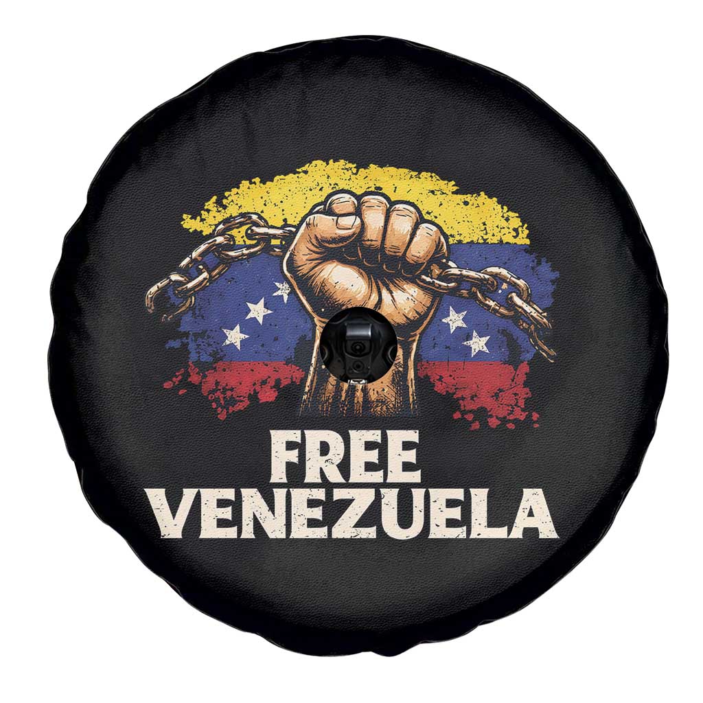 Free Venezuela Flag Chain Breaker Spare Tire Cover Powerful Liberation for Liberation Supporters - Wonder Print Shop