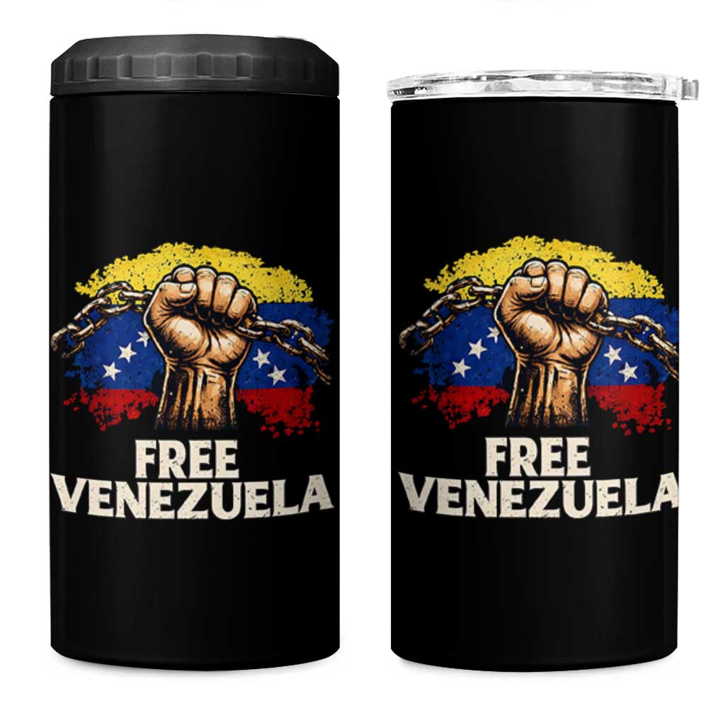 Free Venezuela Flag Chain Breaker 4 in 1 Can Cooler Tumbler Powerful Liberation for Liberation Supporters - Wonder Print Shop
