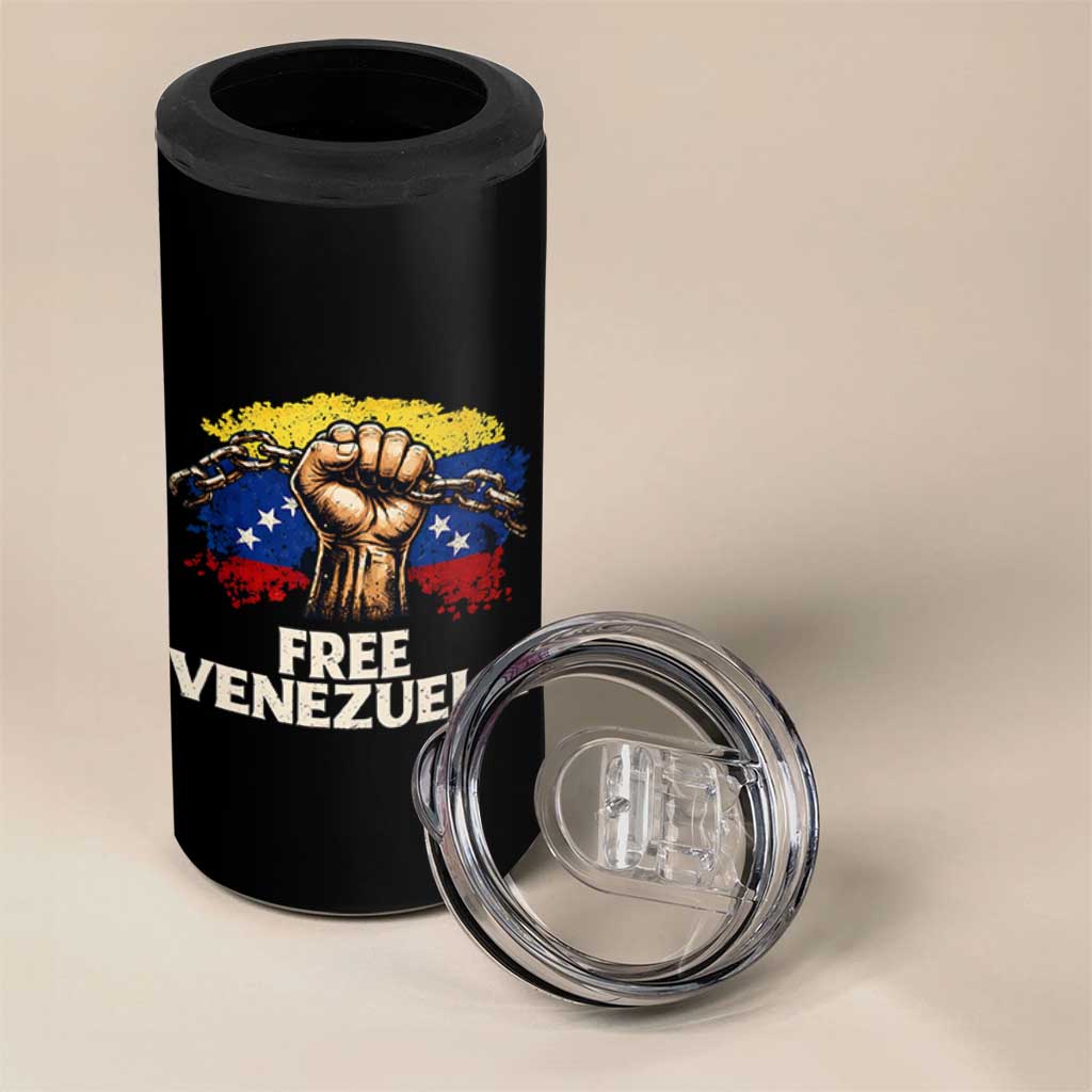 Free Venezuela Flag Chain Breaker 4 in 1 Can Cooler Tumbler Powerful Liberation for Liberation Supporters - Wonder Print Shop