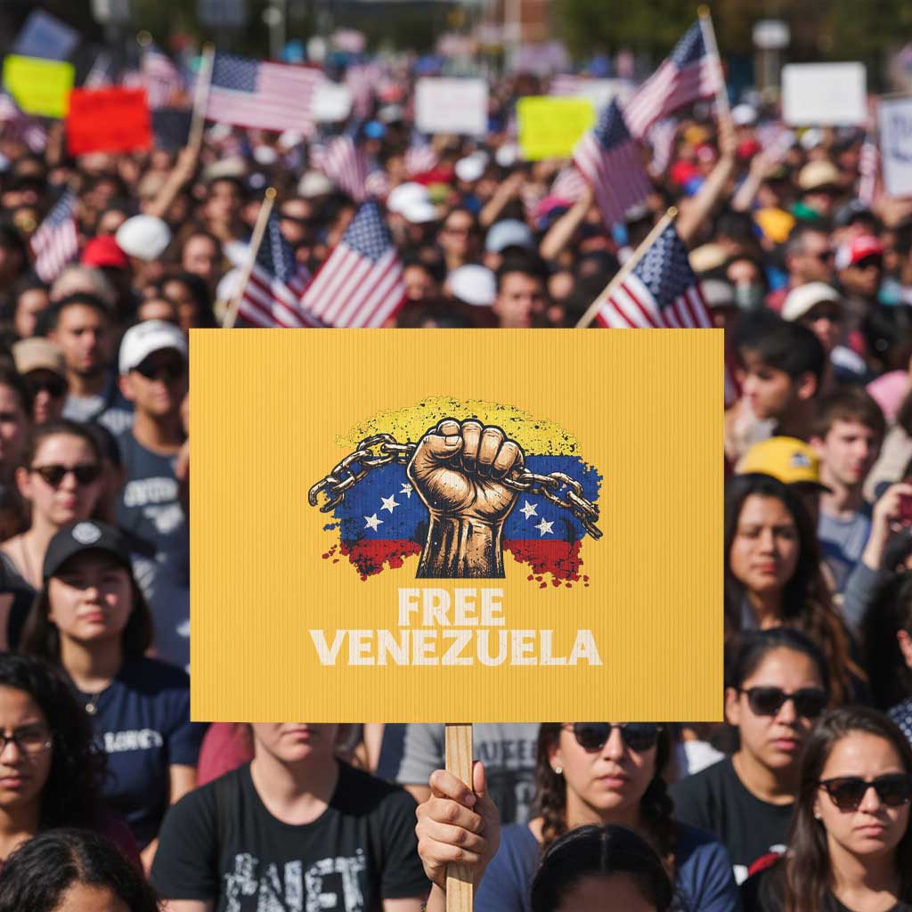 Free Venezuela Flag Chain Breaker Protest Sign Powerful Liberation for Liberation Supporters