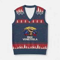 Free Venezuela Flag Chain Breaker V-Neck Knit Sweater Vest Powerful Liberation for Liberation Supporters - Wonder Print Shop