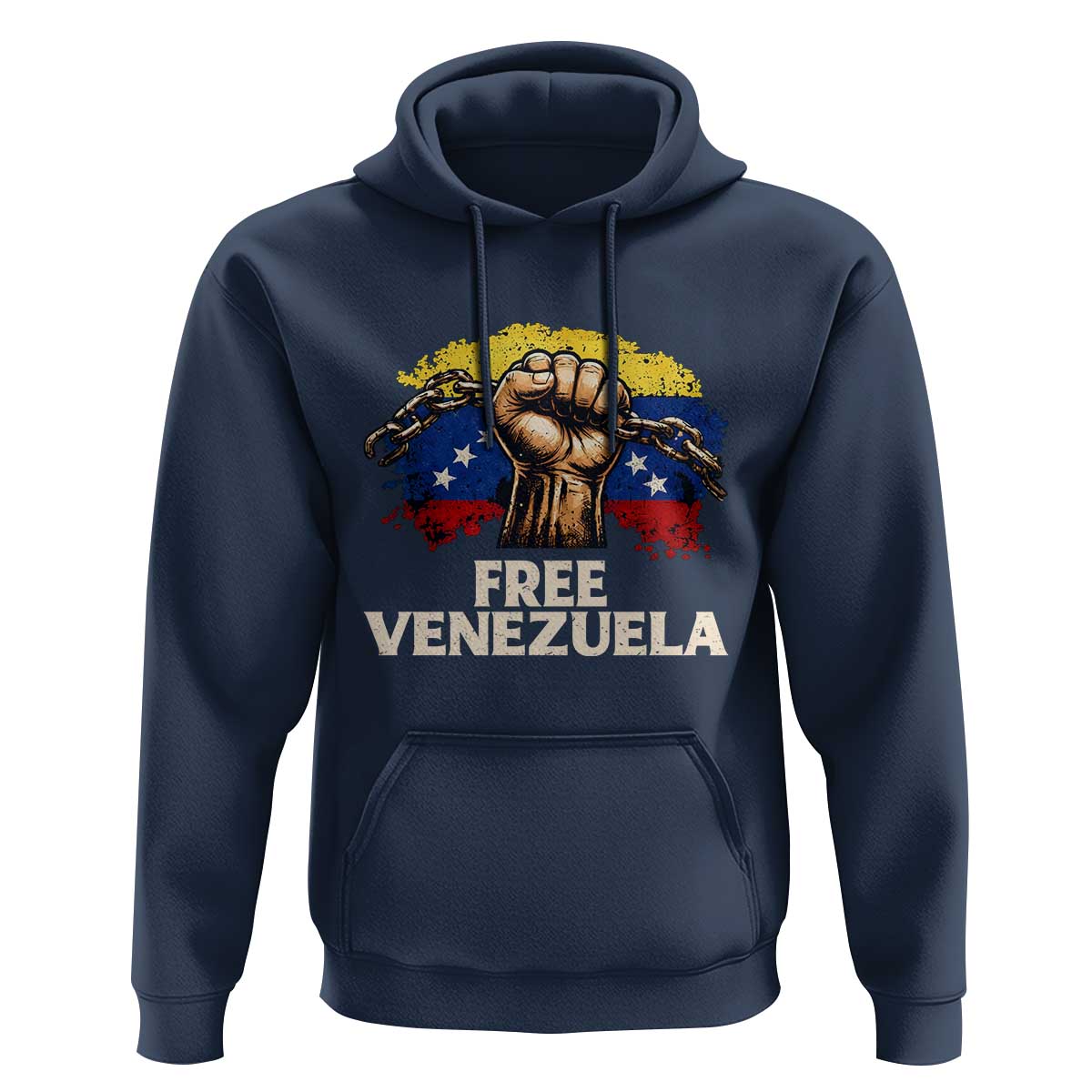 Free Venezuela Flag Chain Breaker Hoodie Powerful Liberation for Liberation Supporters - Wonder Print Shop
