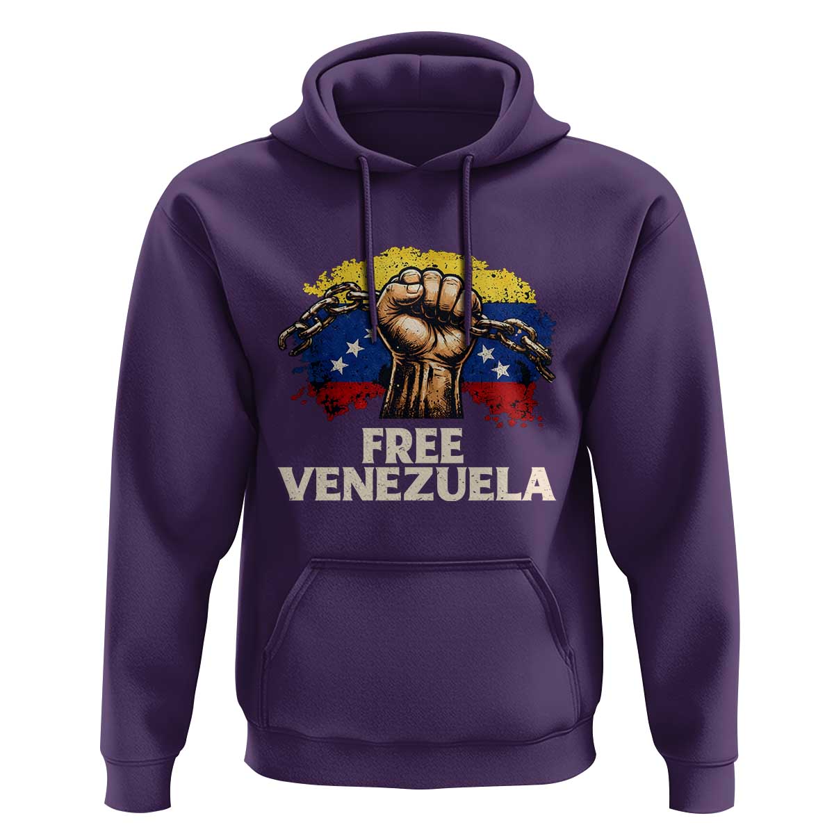 Free Venezuela Flag Chain Breaker Hoodie Powerful Liberation for Liberation Supporters - Wonder Print Shop