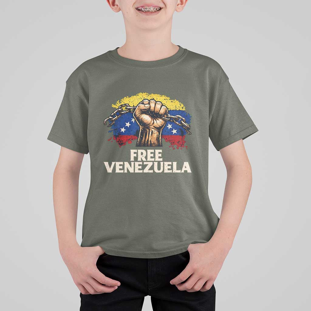 Free Venezuela Flag Chain Breaker T Shirt For Kid Powerful Liberation for Liberation Supporters - Wonder Print Shop