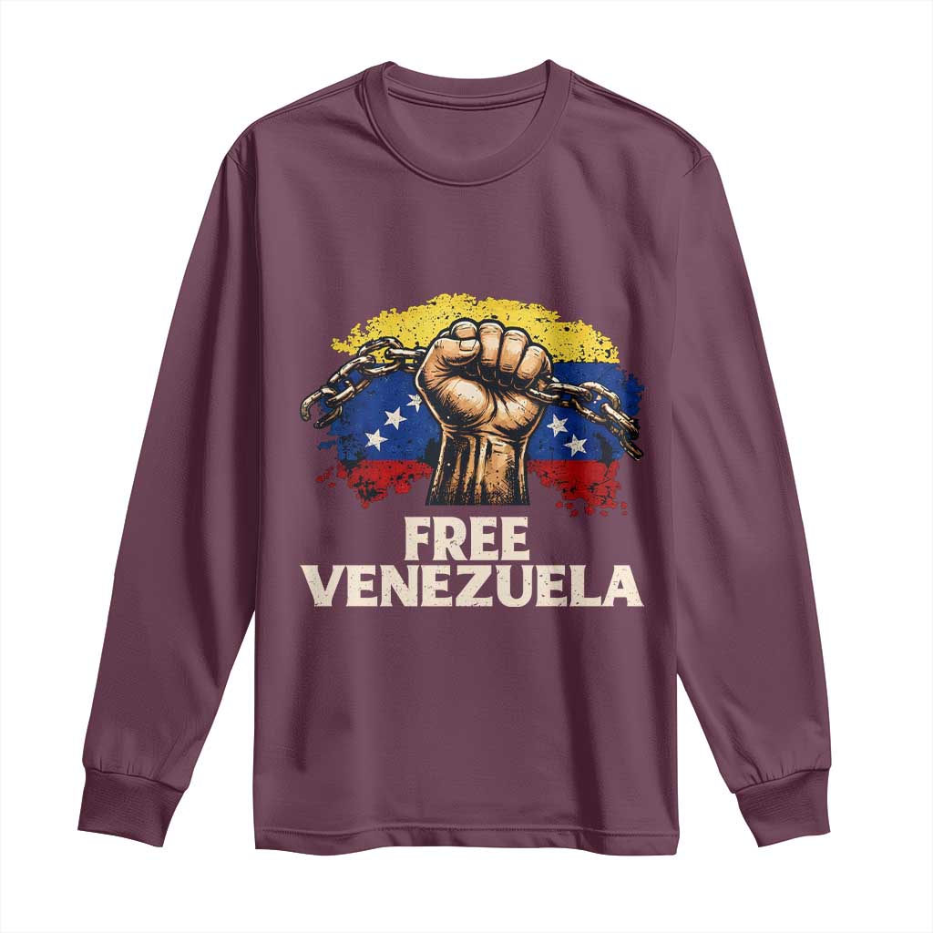 Free Venezuela Flag Chain Breaker Long Sleeve Shirt Powerful Liberation for Liberation Supporters - Wonder Print Shop