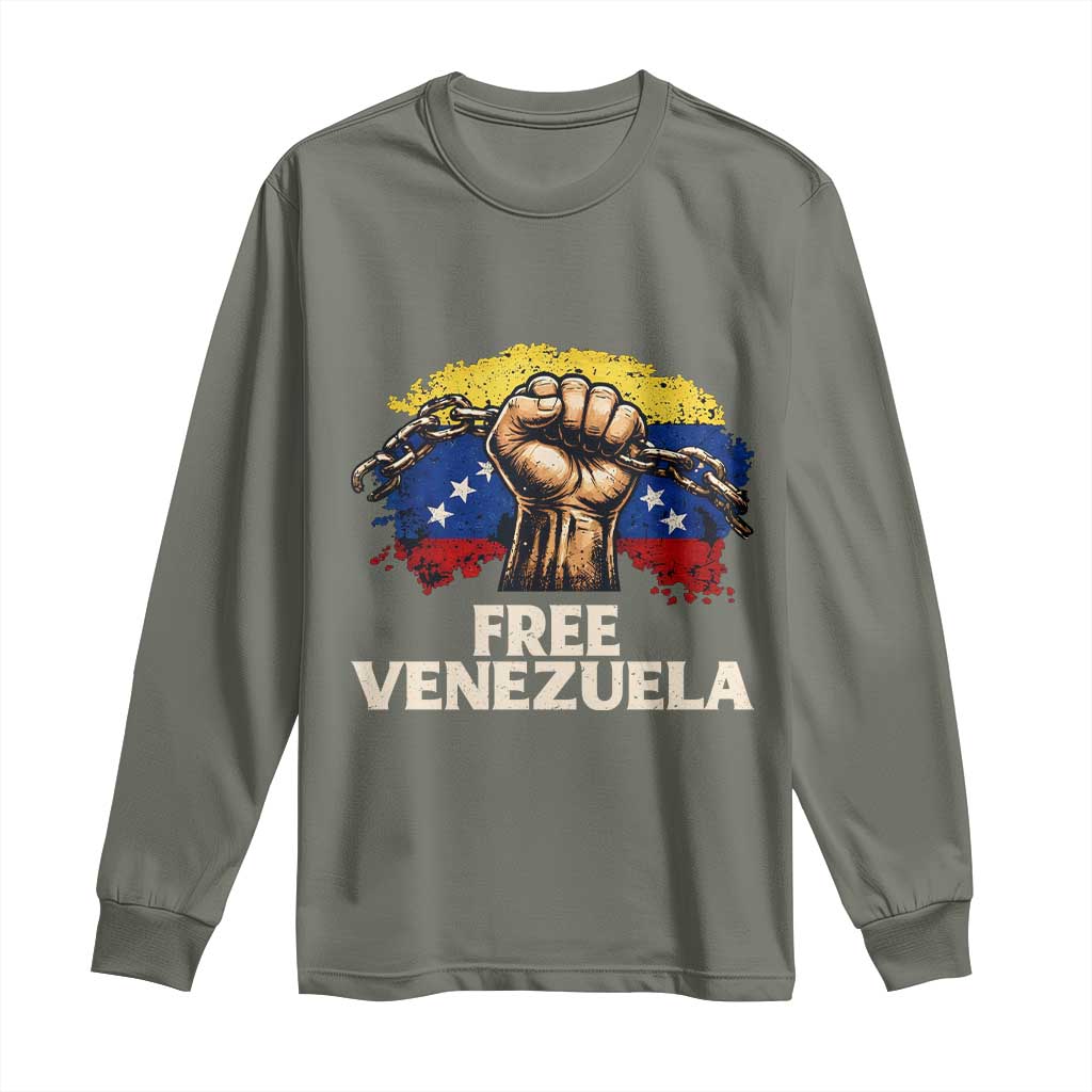 Free Venezuela Flag Chain Breaker Long Sleeve Shirt Powerful Liberation for Liberation Supporters - Wonder Print Shop
