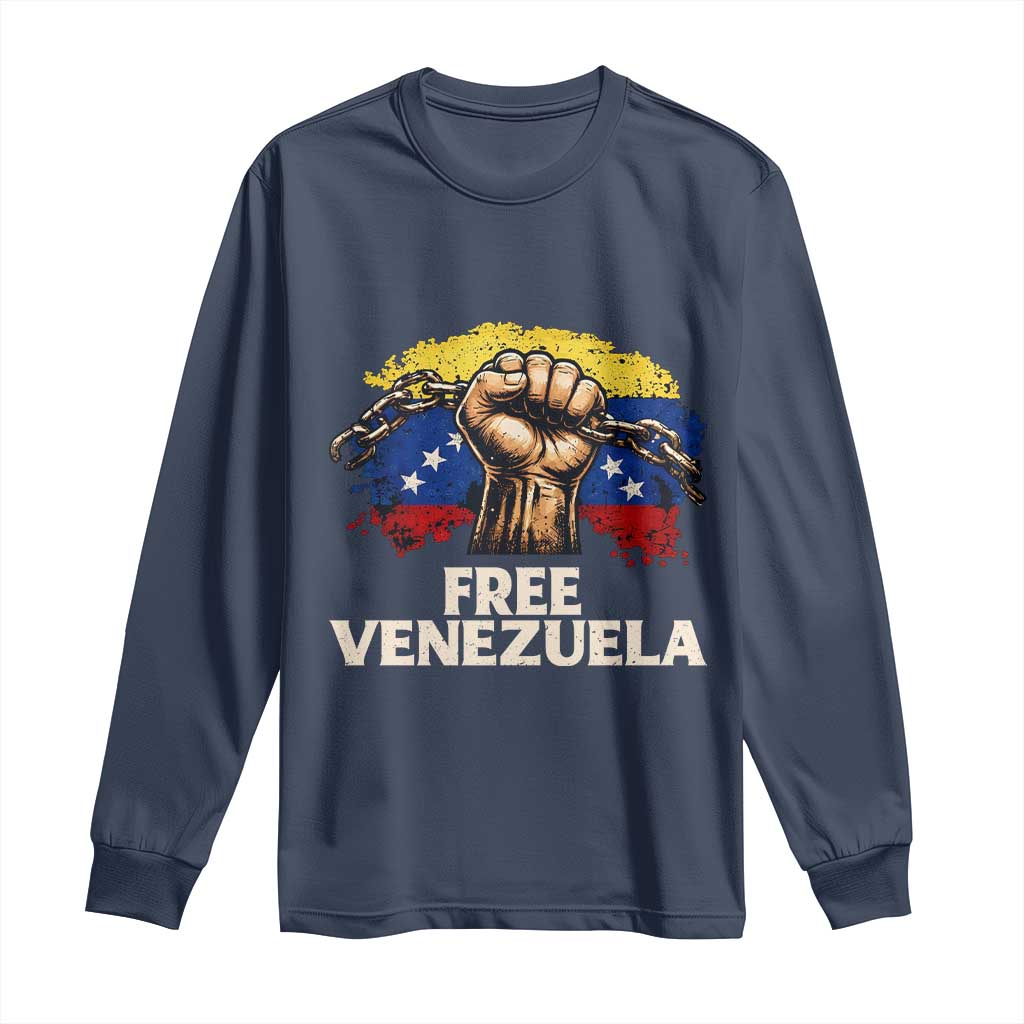 Free Venezuela Flag Chain Breaker Long Sleeve Shirt Powerful Liberation for Liberation Supporters - Wonder Print Shop