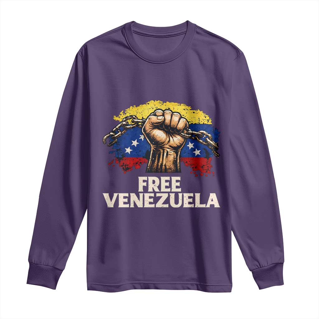 Free Venezuela Flag Chain Breaker Long Sleeve Shirt Powerful Liberation for Liberation Supporters - Wonder Print Shop