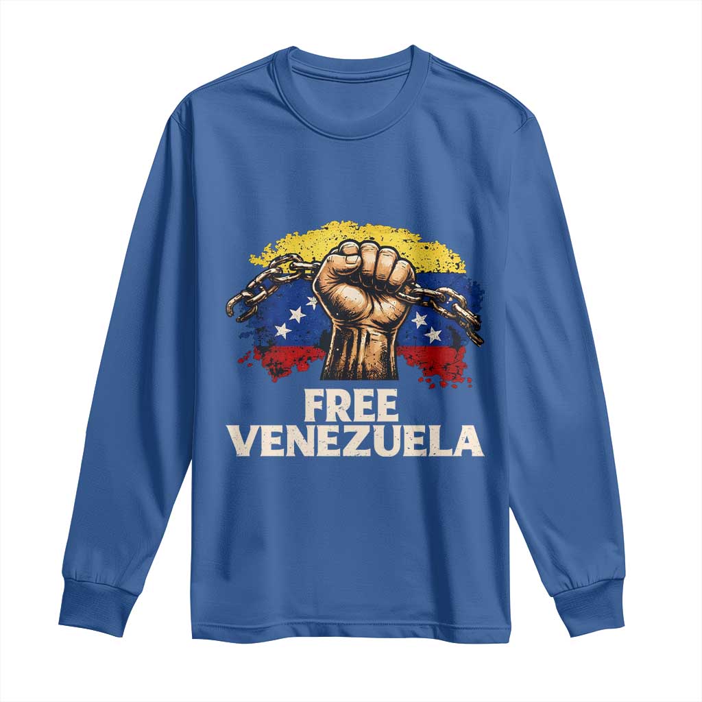 Free Venezuela Flag Chain Breaker Long Sleeve Shirt Powerful Liberation for Liberation Supporters - Wonder Print Shop