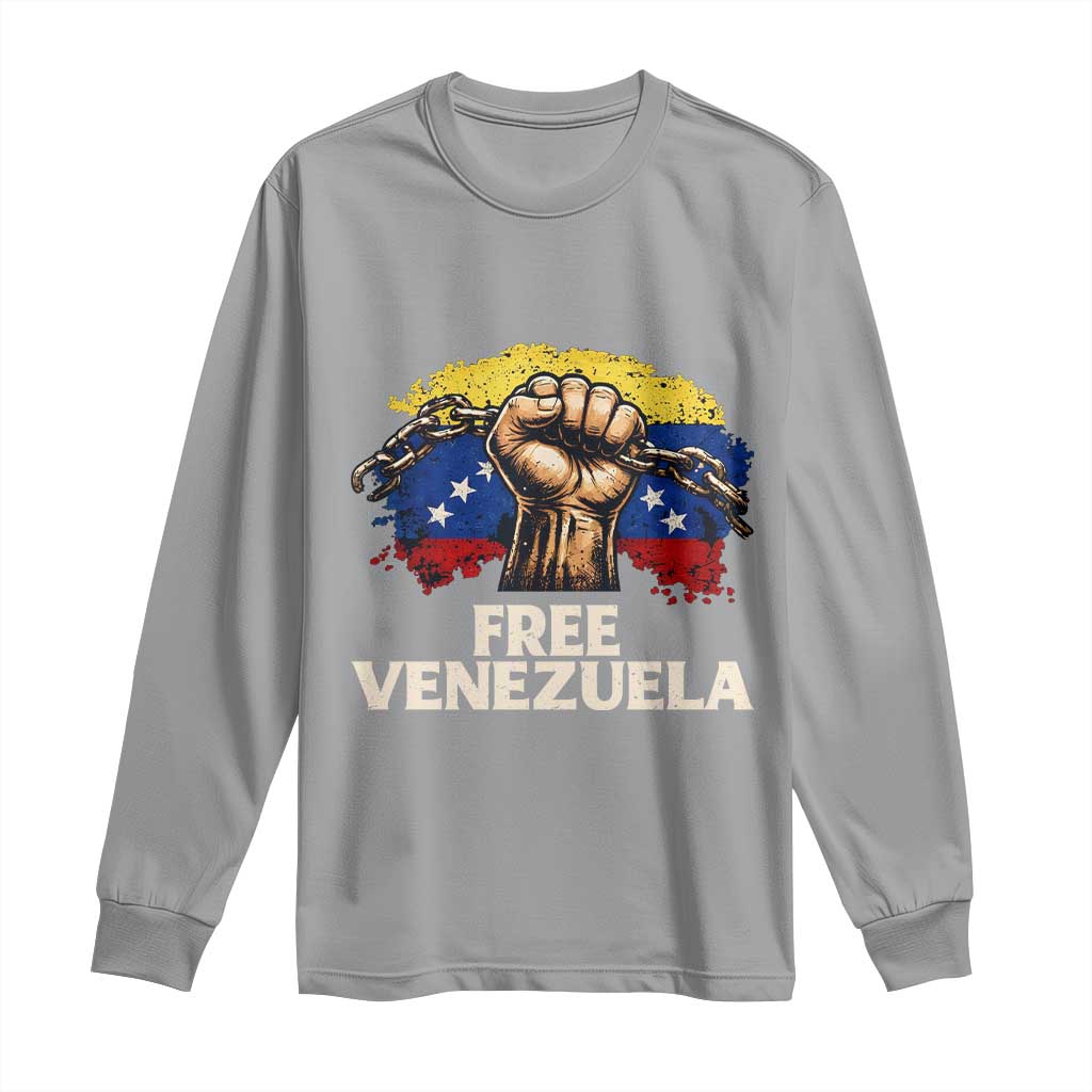 Free Venezuela Flag Chain Breaker Long Sleeve Shirt Powerful Liberation for Liberation Supporters - Wonder Print Shop