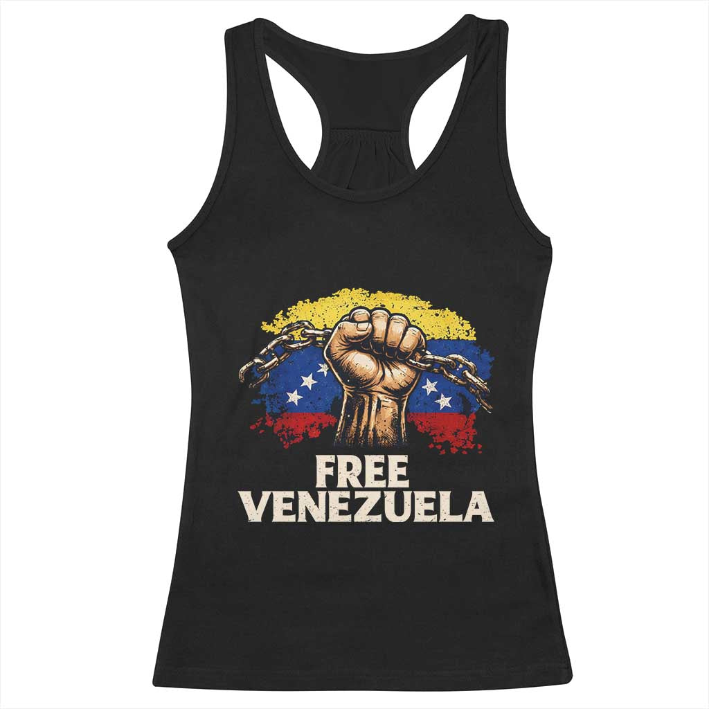 Free Venezuela Flag Chain Breaker Racerback Tank Top Powerful Liberation for Liberation Supporters - Wonder Print Shop