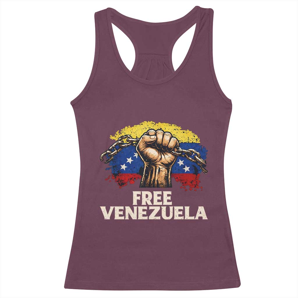 Free Venezuela Flag Chain Breaker Racerback Tank Top Powerful Liberation for Liberation Supporters - Wonder Print Shop