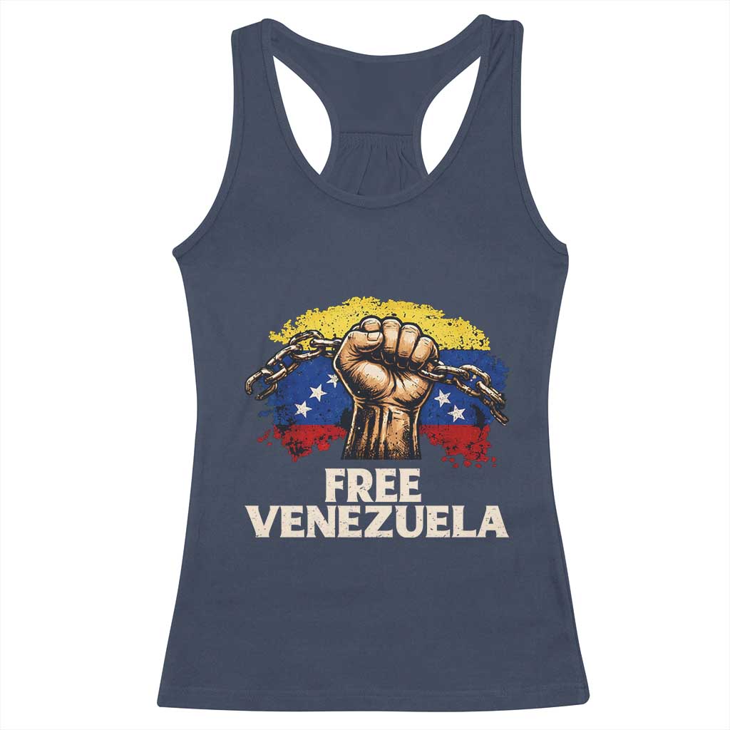 Free Venezuela Flag Chain Breaker Racerback Tank Top Powerful Liberation for Liberation Supporters - Wonder Print Shop