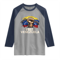 Free Venezuela Flag Chain Breaker Raglan Shirt Powerful Liberation for Liberation Supporters - Wonder Print Shop