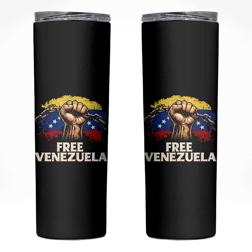 Free Venezuela Flag Chain Breaker Skinny Tumbler Powerful Liberation for Liberation Supporters - Wonder Print Shop