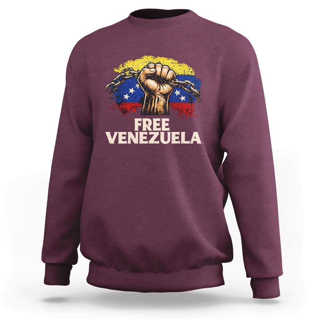 Free Venezuela Flag Chain Breaker Sweatshirt Powerful Liberation for Liberation Supporters - Wonder Print Shop