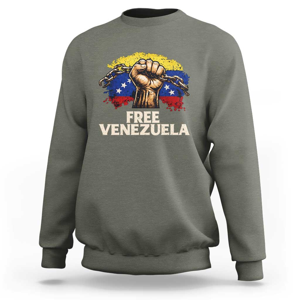 Free Venezuela Flag Chain Breaker Sweatshirt Powerful Liberation for Liberation Supporters - Wonder Print Shop