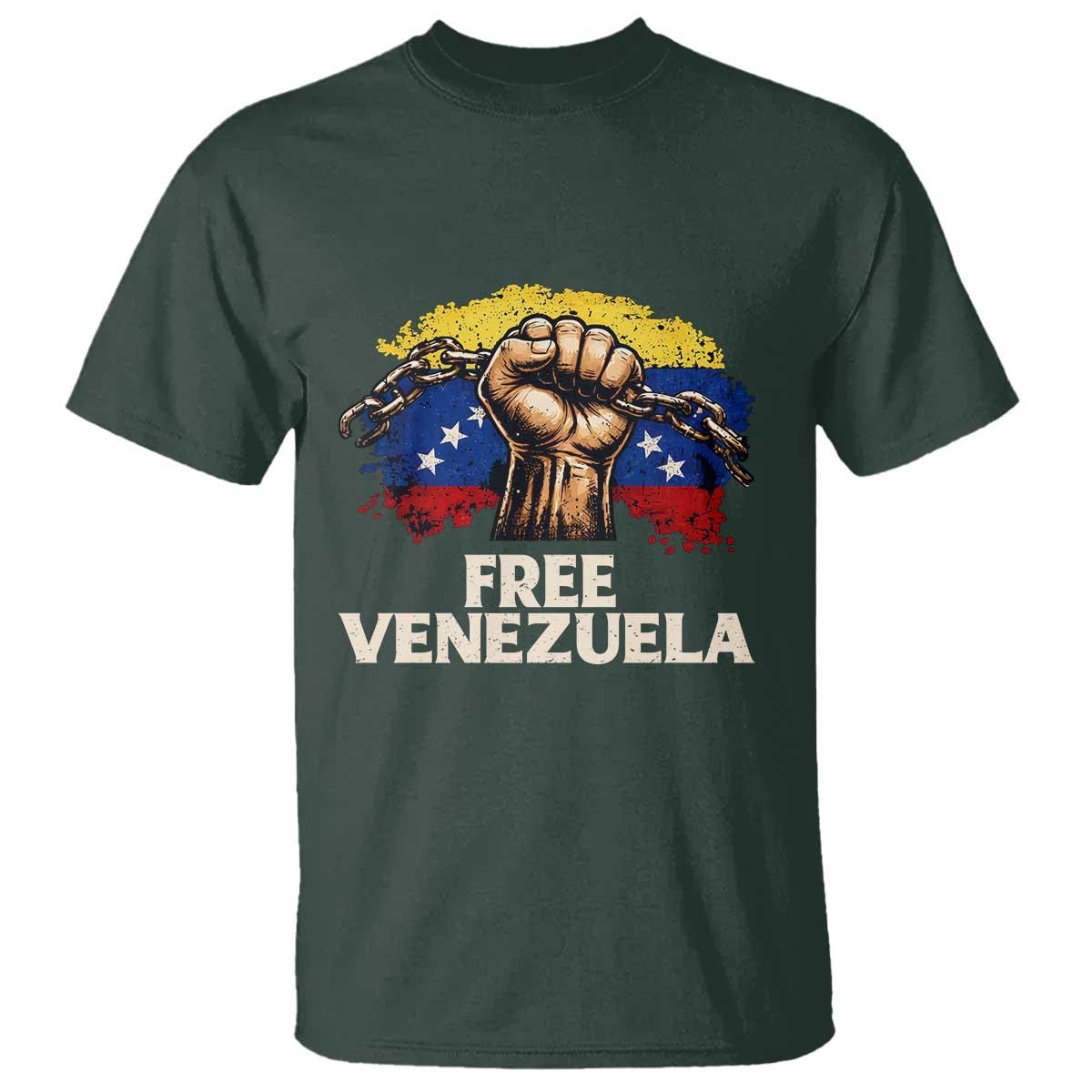 Free Venezuela Flag Chain Breaker T Shirt Powerful Liberation for Liberation Supporters - Wonder Print Shop