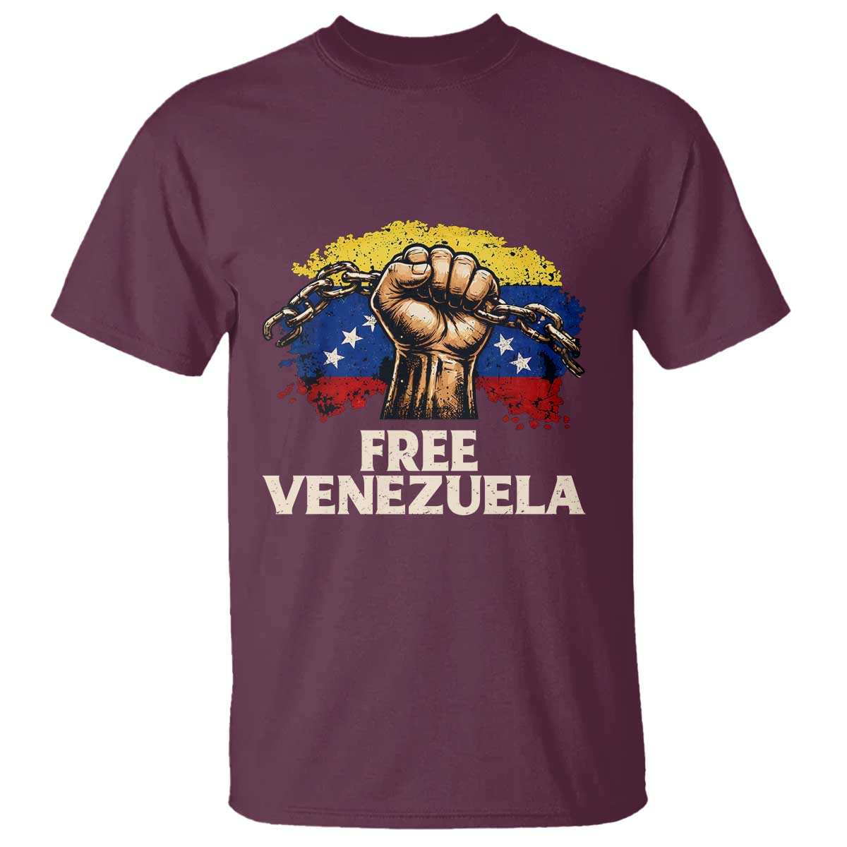 Free Venezuela Flag Chain Breaker T Shirt Powerful Liberation for Liberation Supporters - Wonder Print Shop