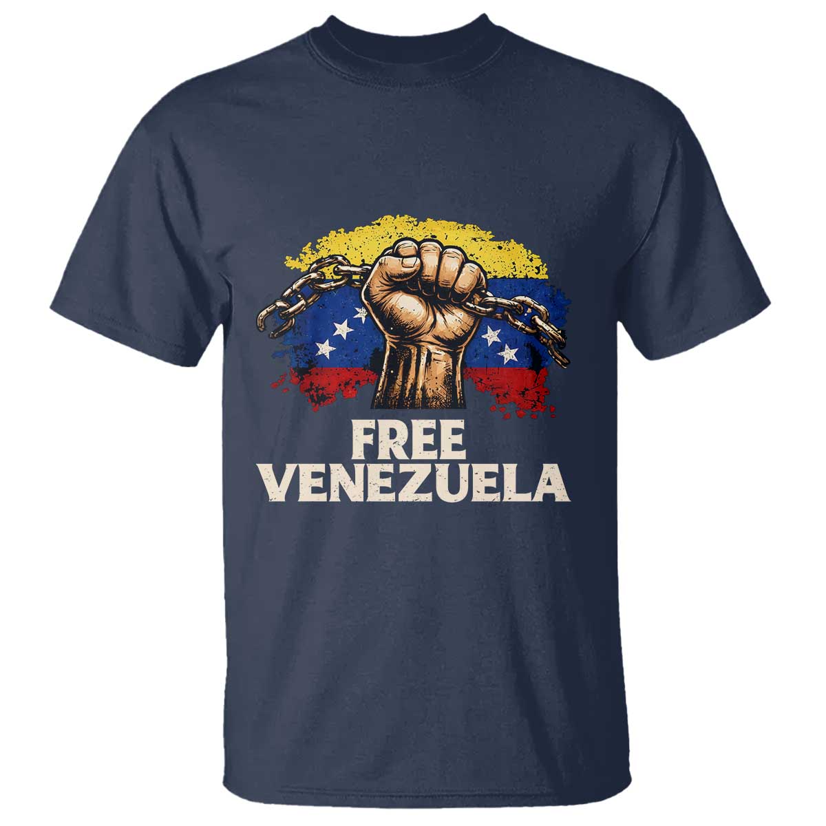 Free Venezuela Flag Chain Breaker T Shirt Powerful Liberation for Liberation Supporters - Wonder Print Shop