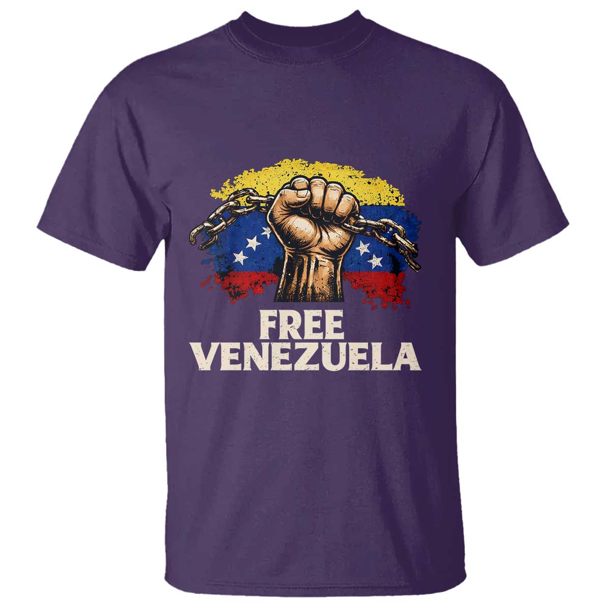 Free Venezuela Flag Chain Breaker T Shirt Powerful Liberation for Liberation Supporters - Wonder Print Shop