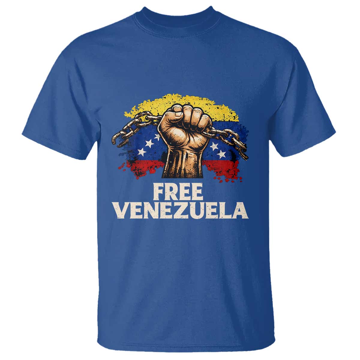 Free Venezuela Flag Chain Breaker T Shirt Powerful Liberation for Liberation Supporters - Wonder Print Shop