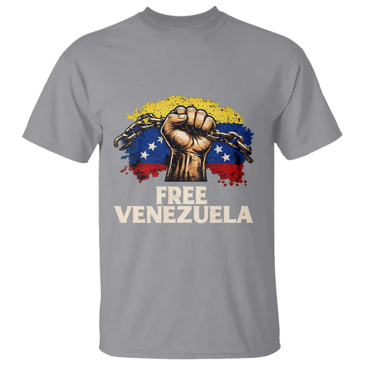 Free Venezuela Flag Chain Breaker T Shirt Powerful Liberation for Liberation Supporters - Wonder Print Shop