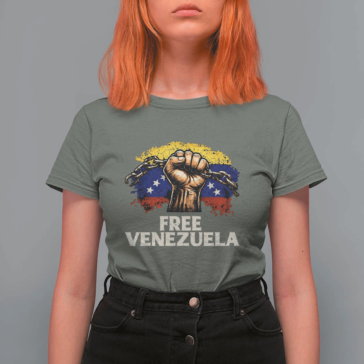 Free Venezuela Flag Chain Breaker T Shirt For Women Powerful Liberation for Liberation Supporters - Wonder Print Shop